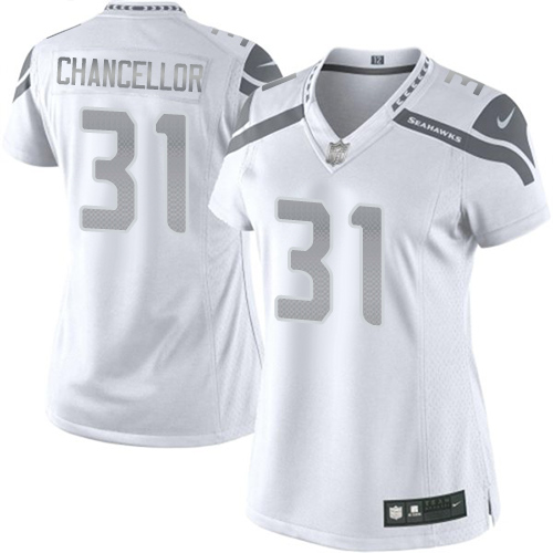 Women's Elite Kam Chancellor Nike Jersey White - #31 Platinum NFL Seattle Seahawks